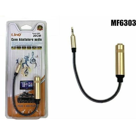Trade Shop - Cavo Adattatore Audio Jack 3,5mm Maschio - 6,35mm Femmina Lung 20cm Linq Mf6303 -