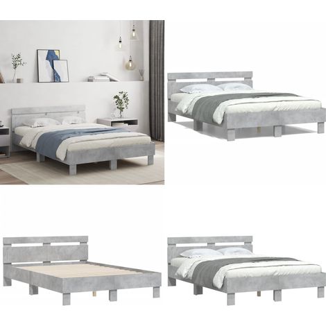 Bettgestell mit Kopfteil Betongrau 120x200 cm Holzwerkstoff - Beton Grau - Bettgestell - Holzwerkstoff - Lattenrost - Sperrholz - Home & Living (1/5)