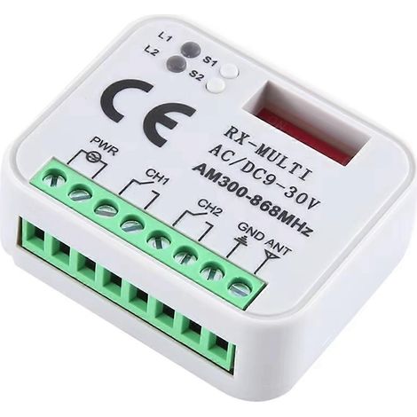 Universal Garage Door Remote Control RX Multi Frequency 300-868Mhz Opener Switch 9-30V Relay RX 2CH