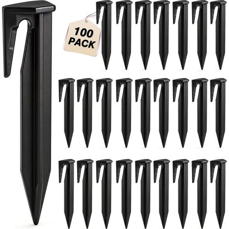 Piquets de Fixation, 100pcs Piquet Fil Robot Tondeuse, Piquets de Sol en Plastique, Crochet Accessoires pour Câbles Périphériques Tondeuse Robot Compatible Husqvarna Gardena Bosch Worx (1/5)
