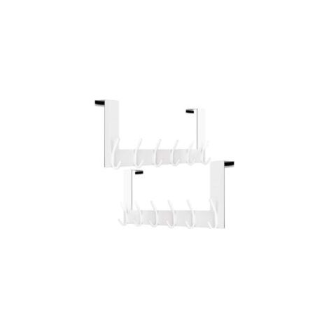 Appendiabiti da porta, gancio da porta, appendiabiti da porta con 6 ganci, appendiabiti da porta per bagno, camera da letto, 4,5 cm, bianco, set da 2 - Crezuo