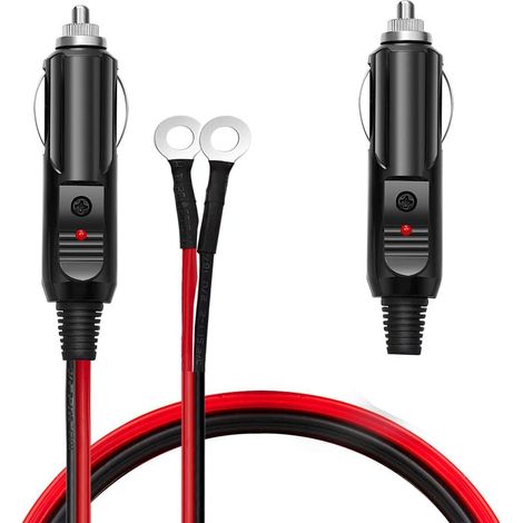 Adaptateur mâle pour Allume-Cigare - 12V 10A - Cordon d'alimentation avec câble de 1 m - pour onduleur de Voiture, Pompe à air, Tasse électrique