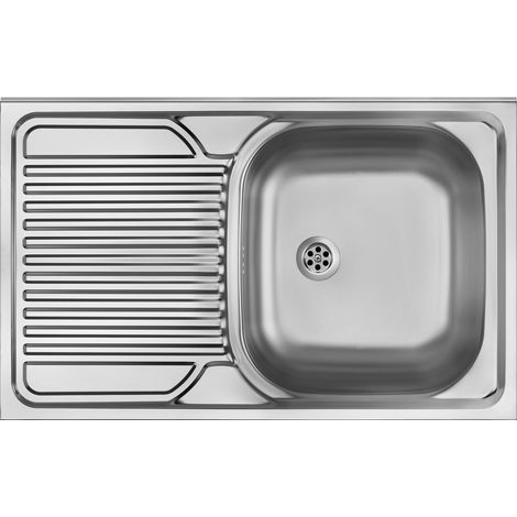 Lavello cucina da oppoggio singola vasca con gocciolatoio sinistra Deante TANGO ZM5011L Acciaio Spazzolato (1/4)
