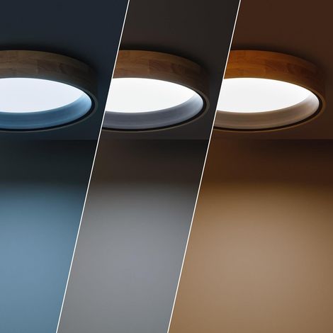 Plafoniera LED 20W Circolare Legno Ø470 mm CCT Selezionabile Dari Nero