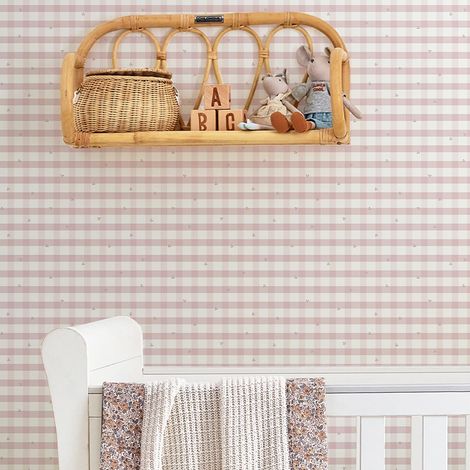 Papier peint intissé Laura Ashley Gingham Pale Amethyst 1005 x 52cm Parme (1/5)