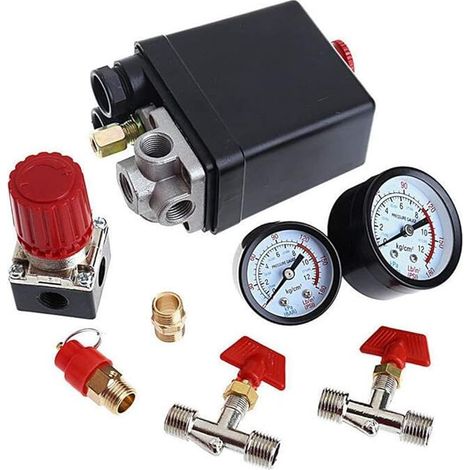 Pressostat Compresseur D'Air Valve à Contrôle 90-120PSI + Régulateur de Pression (1/5)