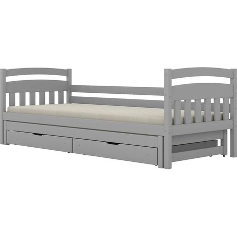 Lit enfant 80x200 cm avec lit gigogne et 2 tiroirs sans matelas motif Tosia (1/5)