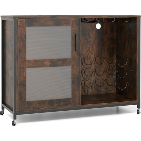 Mobile bar per vino industriale 1108 x 40 x 81 cm illuminazione LED regolabile atmosfera rustica lotto di 1 in legno multistrato marrone 200017559