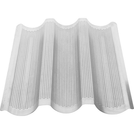 3-Rillen-Baguette-Backform mit Wellenmuster, silberfarben (1/5)