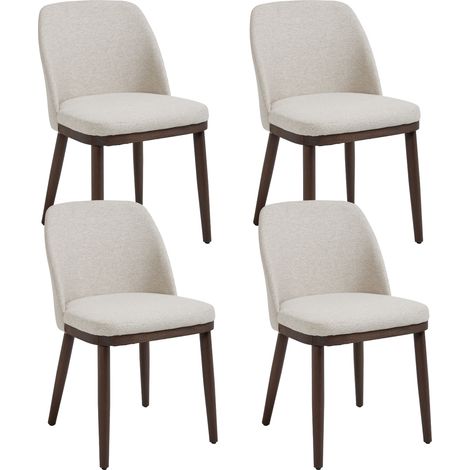 Wahson Esszimmerstühle 4er Set, Leinen Küchenstuhl mit Holzbeinen, Gepolsterte Wohnzimerstühle mit lehne, Beige (1/5)