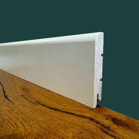 Battiscopa PREMIUM in legno MASSELLO BC 91x15 laccato bianco liscio (prezzo al metro)