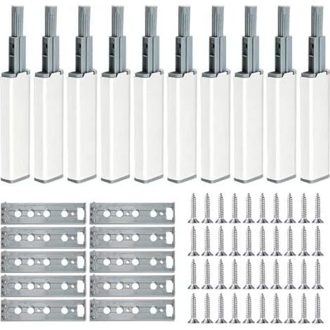 10 Stück magnetische Druckriegel zum Öffnen. Druckriegel für Schranktüren mit einfachem Druckverschluss und Magnetverschluss für Schrank-, Möbel- und Schubladenöffnungen. (1/5)