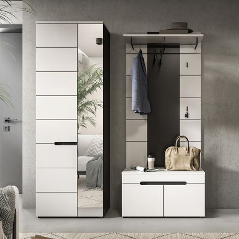 Ensemble meuble d'entré de 3 éléments décor blanc - KANUT (1/5)
