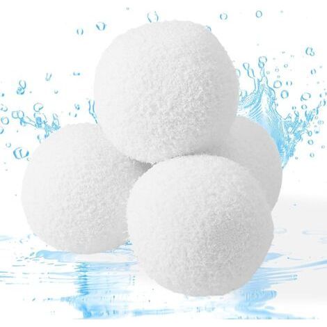 Set mit 4 effektiven Schwimmschwämmen für Whirlpools und Pools, die Verunreinigungen und Öle absorbieren. Weiße Filterbälle für Schwimmbäder. (1/5)