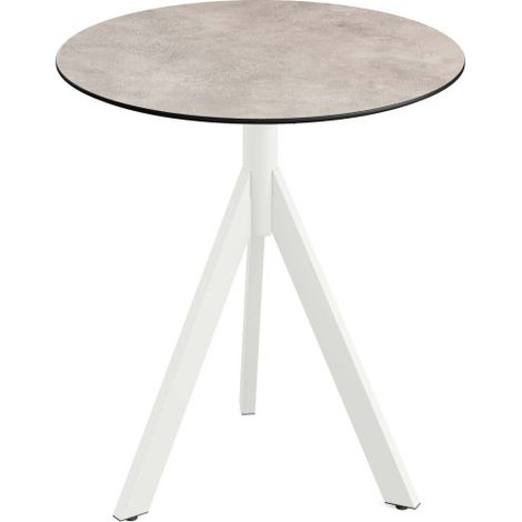 Infinity Tripod table de bistrot avec piètement blanc + plateau HPL Moonstone Ø70 cm - Feros (1/4)