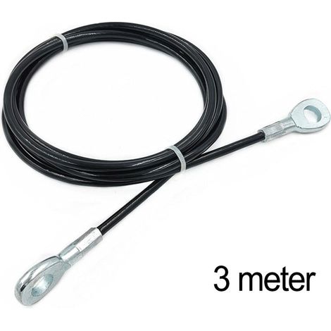 Cable De Remplacement Pour Machine De Musculation - Acier 5 mm - Compatible Systèmes À Poulie - Longueur 2 m / 2,5 m / 3 m - Noir (1/3)