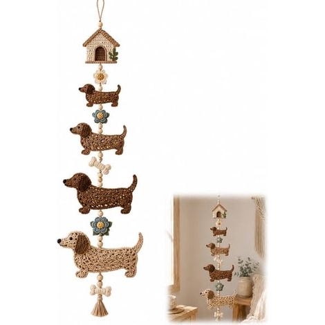 Kit de crochet DIY « Cascade de papillons » JMHKKUKJ, tutoriels étape par étape avec fil doux et crochet (motif teckel) (1/5)