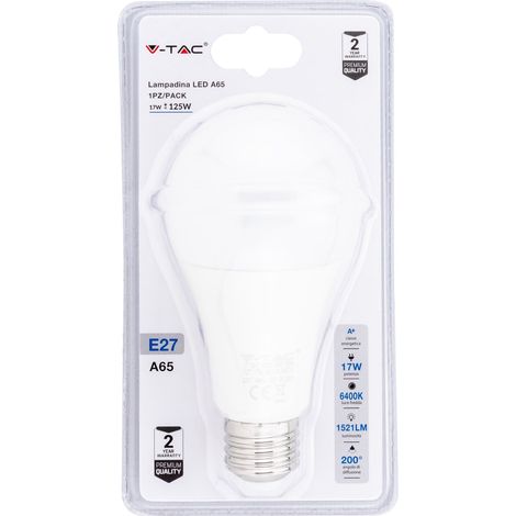 V-TAC Lampadina LED E27 17W A65 Bianco Freddo (Blister 1 Pezzo) (1/3)