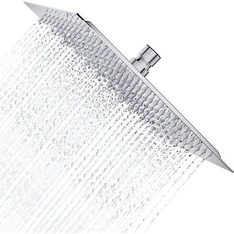 Cabezal de ducha cuadrado ultradelgado, potente y de alta presión de acero inoxidable 304 para baño (níquel cepillado) (8 pulgadas, 121 chorros) (1/5)