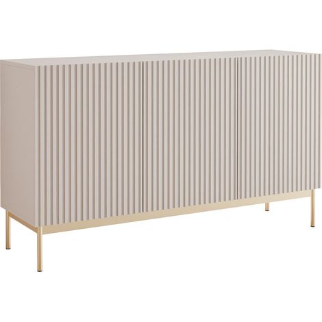 Selsey Linearis - Sideboard mit 3 Türen und LED, Kaschmirgrau 138 cm (1/5)