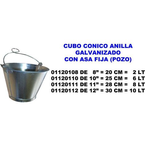 cubo conico galvan. con anilla pozo 10 25 cm 6 lt 01120110