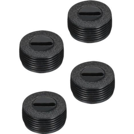 Black plastic brush holder caps for electric motors – Outer diameter 16 mm, Height 8 mm, pack of 4