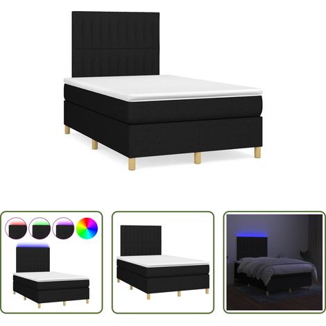 vidaXL LED-Leiste - Boxspringbett mit Matratze & LED Schwarz 120x190 cm Stoff (1/5)