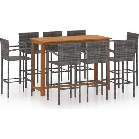 Maison Exclusive - 9dílný zahradní barový set šedý (1/5)