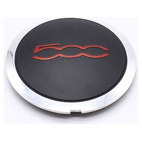 1 x Alloy Wheel Center Cap with Red Chrome Logo for Fiat 500 Fiat Part Number: 51939747