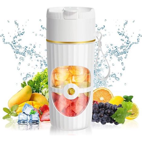 Blender portable USB-C en verre - 450 ml - Blanc - Mixeur sans fil pour shakes et protéines en poudre (1/5)