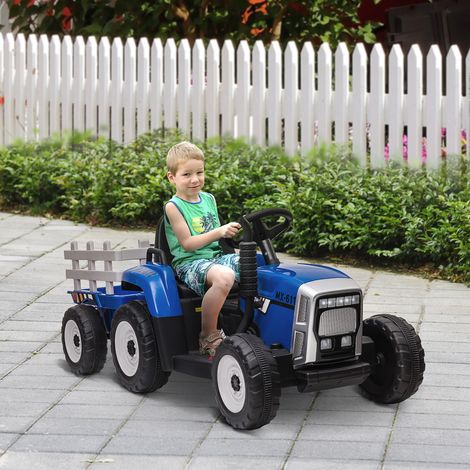 Tracteur électrique avec remorque amovible. pour enfants de 3 à 6 ans avec télécommande MP3 musique affichage lumières