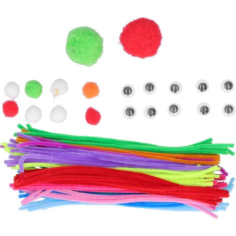 2 Packs Assorted Colors Chenille Stems with Plastic Eyes for Students Handmade Crafts Making Materials (1/5)