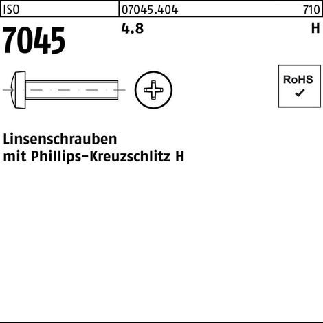 ISO 7045 Form C Linsenkopfschraube VG M4x16 Stahl 4.8 blank PH 1000 Stk (1/2)