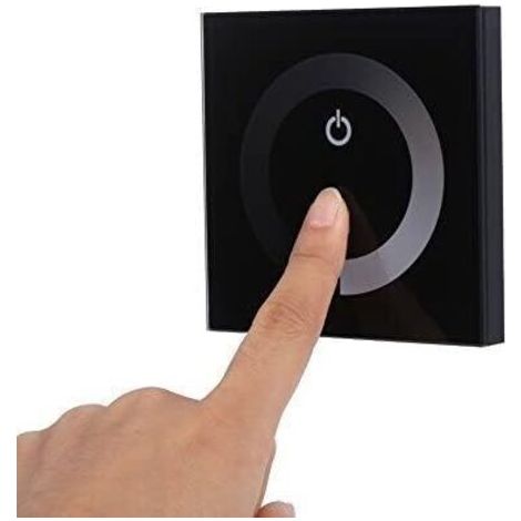 Panneau contrôleur mural tactile LED DC 12-24V avec Commutateur gradateur de changement de luminosité pour réglage lumières (Couleur : Noir)