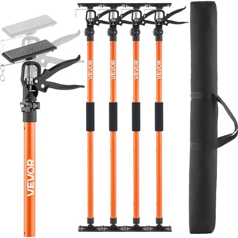Étai de Soutien Télescopique 116-290 cm Poteau de Support Réglable Lot de 4, Tige Dégagement Rapide, en Acier, Charge 70 kg, Étai pour Plafond, Installation d'Armoires, Levage de Cloisons Sèches (1/5)