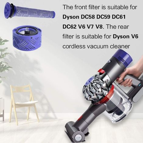 Filtre HEPA Post-Motor V6 et préfiltre d'aspirateur V6 V7 V8, kit de filtre de rechange Dyson V6 Series, accessoire d'aspirateur DY-966912-03 (lot de 3 avec brosse de nettoyage) MNS (1/4)