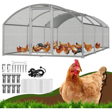 Wolketon Freilaufgehege 3x6x2m Bogenaufsatz - Hühnerstall aus Metall begehbar mit 18 m² Lauffläche, Tür & Riegel - Freigehege für Hühner, Kleintiere & Pflanzen