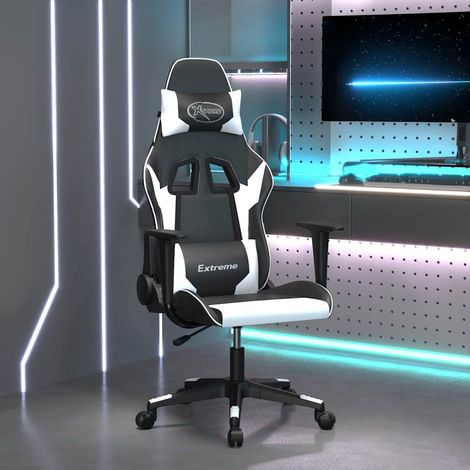 vidaXL Chaise de jeu Noir et blanc Similicuir (1/5)