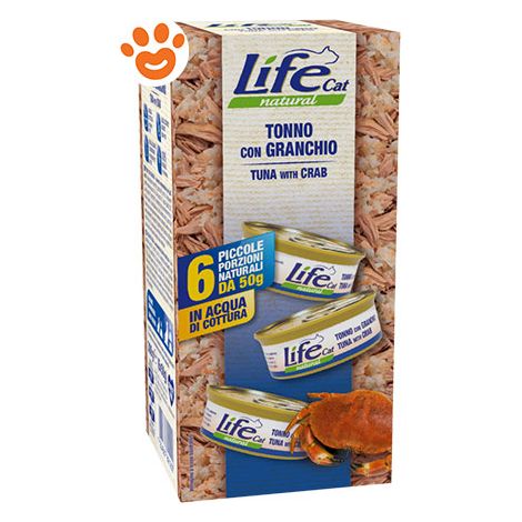 Life Cat Natural Multibox Tonno e Granchio - Confezione 6x50 Gr - Cibo Umido Gatti