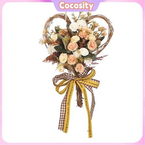 Cocosity Artificial Carnation Wreath Couronne d'œillets artificiels en forme de cœur, décoration murale suspendue luminaire kit (1/5)