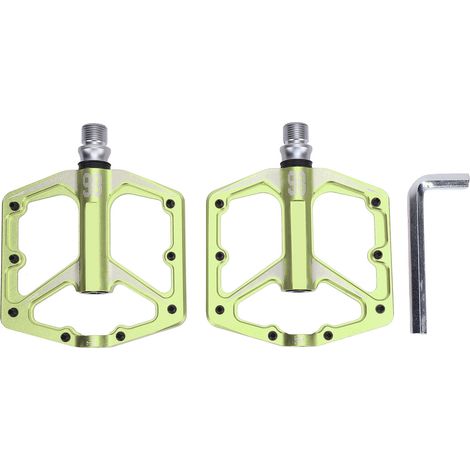Paar Fahrradpedale mit 3 abgedichteten Lagern, hohl, rutschfest, aus Aluminiumlegierung, grün, für Mountainbikes (1/5)