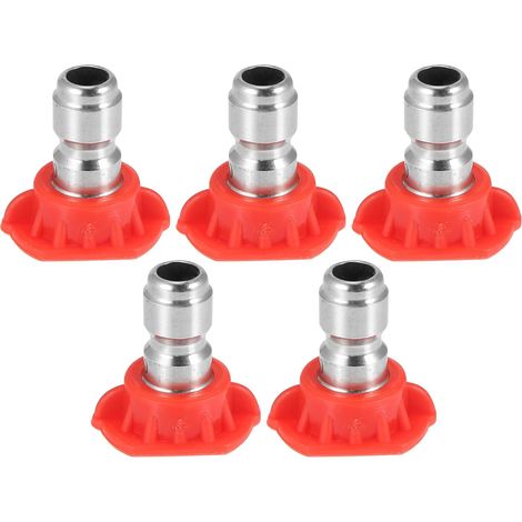 X AUTOHAUX Kit de 5 raccords buse pulvérisation haute pression 0 degré Rouge