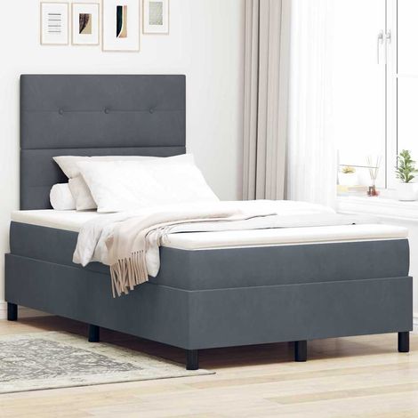 LED Boxspringbett mit Matratze Dunkelgrau 120 x 200 cm Samt