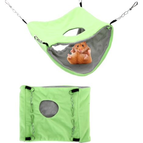 hamac double couche chaud pour planeur de sucre, hamac pour perroquet, sac de couchage suspendu pour écureuil, hamac vert pour hamster (1/5)