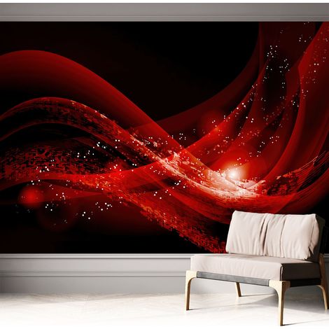 Tapete Selbstklebend - abwaschbar - trendige Wanddeko - elegant Fototapete Roter Strudel 312x219 cm (1/5)