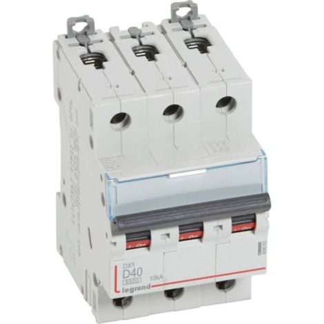 Disjoncteur DX³6000 10kA arrivée haute et départ bas à vis 3P 400 - 40A - courbe D - pour peigne HX³ traditionnel - LEGRAND