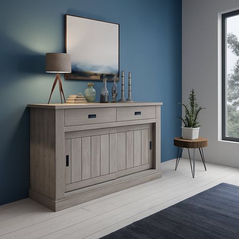 Credenza Lupara, Madia 2 Ripiani, 2 Cassetti, 2 Ante, 138x50x95h cm Grigio Rovere Grigio (1/3)