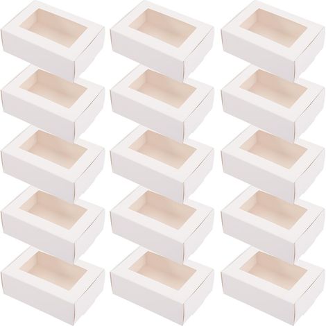 White Kraft Paper Boxes with Window 30 Piece Pack for Party