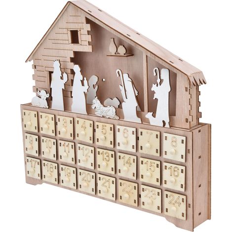 LED-Adventskalender aus Holz zur Weihnachtsdekoration, Tischkalender (1/5)