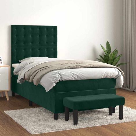 Boxspringbett mit Matratze Dunkelgrün 90x190 cm Samt (1/5)
